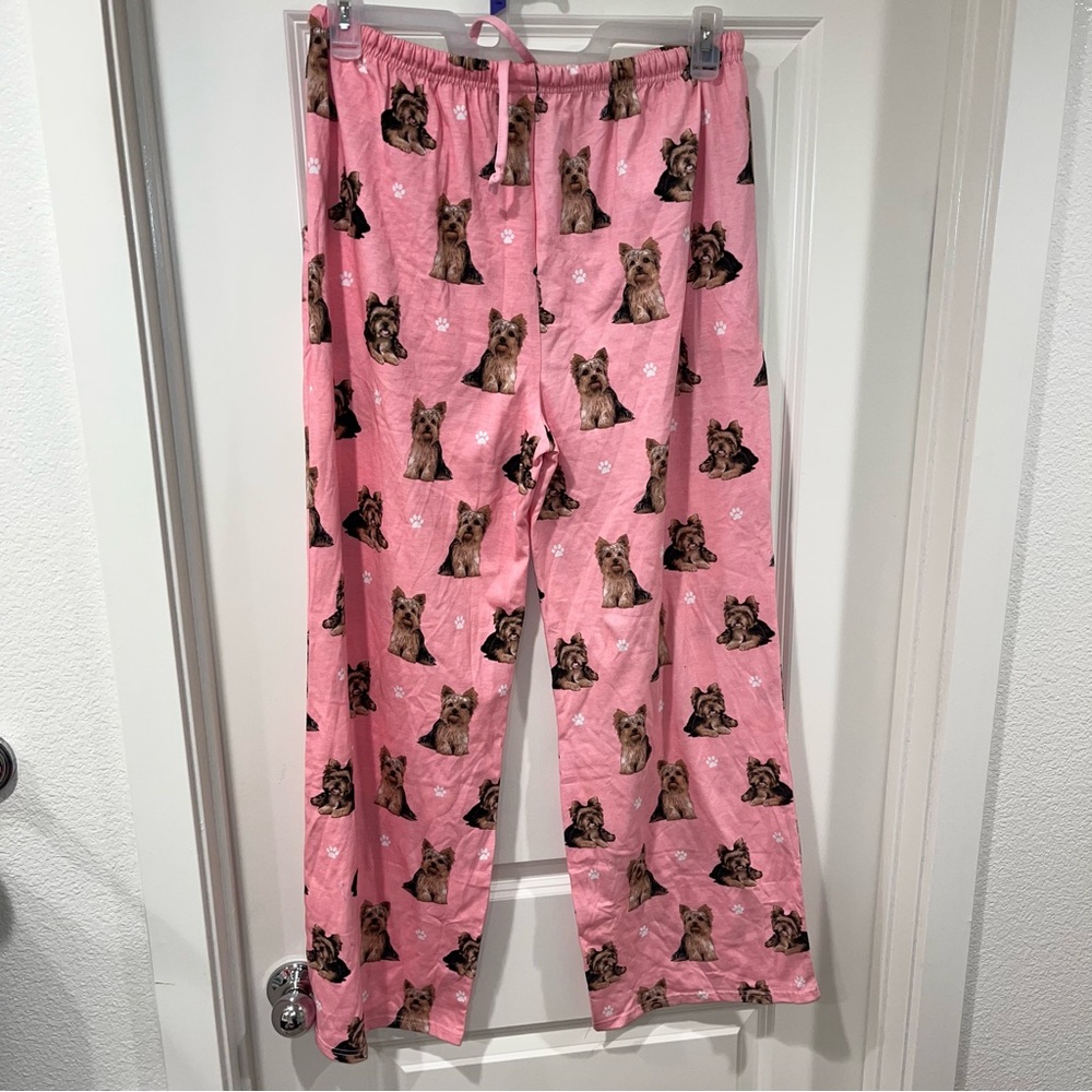 New with tag Comfies Yorkie Pajama Pants Pink adult size L drawstring adjustable